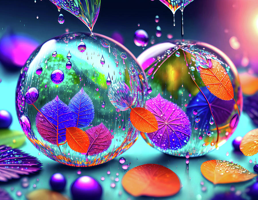 Coloured Glass Spheres Digital Art by Derek Oldfield - Fine Art America