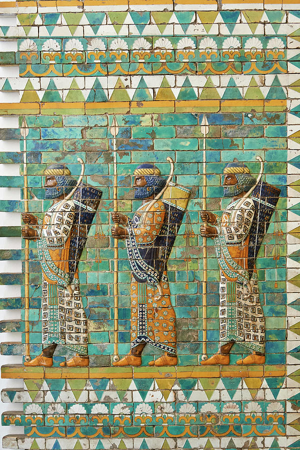 Coloured glazed terracotta brick panels of archers - C  510 BC  - Pergamon Museum, Berlin #2 Photograph by Paul E Williams