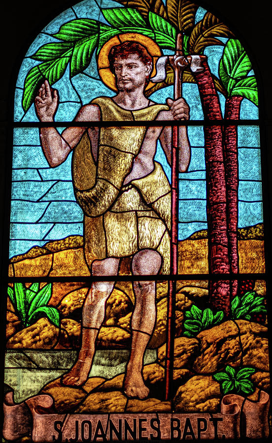 coloured stained glass of Saint John the Baptist Photograph by Luca Lorenzelli