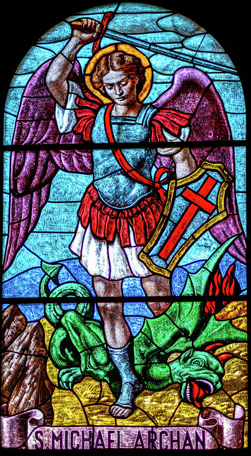 coloured stained glass of Saint Michael Archangel Photograph by Luca Lorenzelli