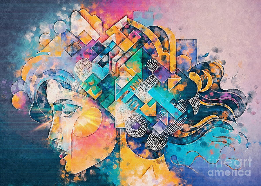 Colourful Abstract Portrait - 01632-SA1A Digital Art by Philip Preston