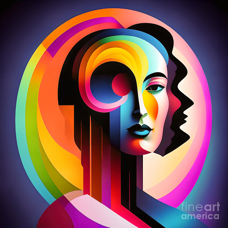 Colourful Abstract Surreal Portrait - 3 Digital Art by Philip Preston