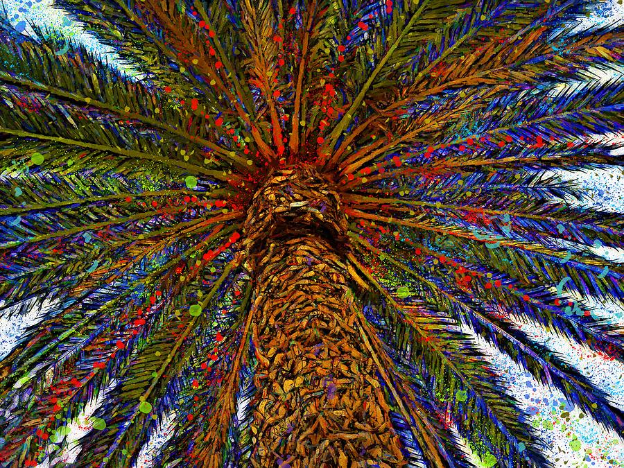 Colourful Ancient Date Palm Tree Mixed Media by Joan Stratton