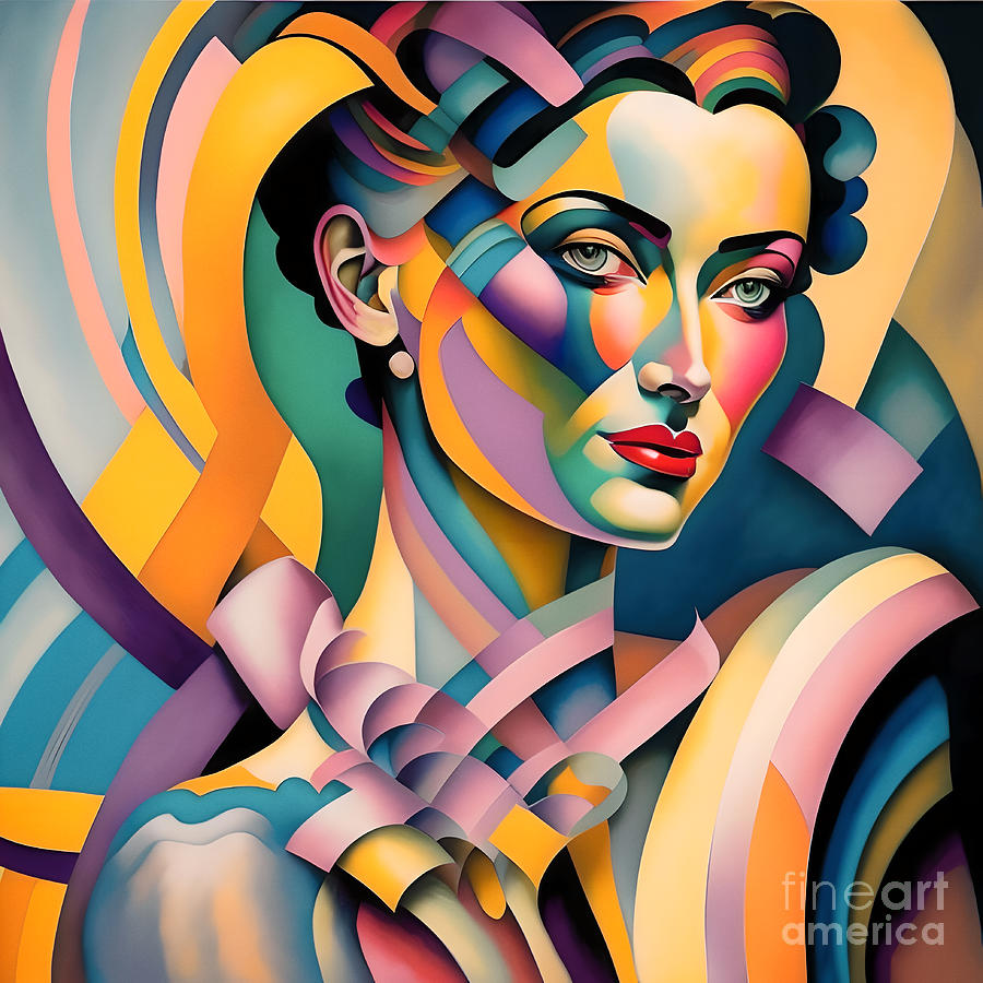 Colourful Art Deco Woman Portrait - 1 Digital Art by Philip Preston