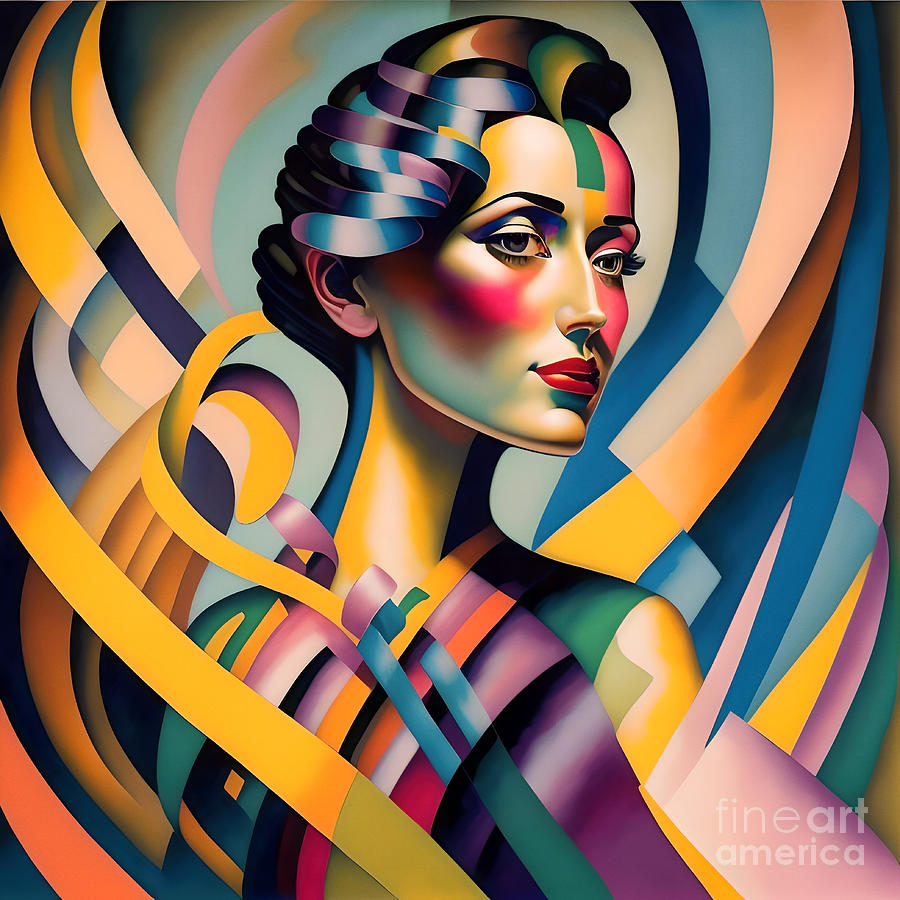 Colourful Art Deco Woman Portrait - 4 Digital Art by Philip Preston