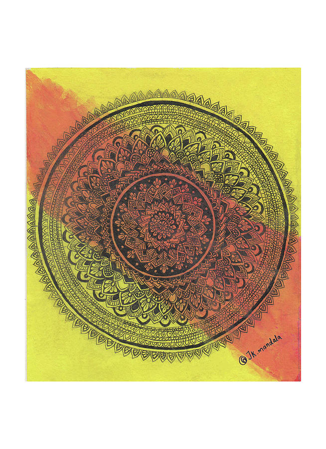 Colourful background mandala Drawing by Jaspreet K Nagra