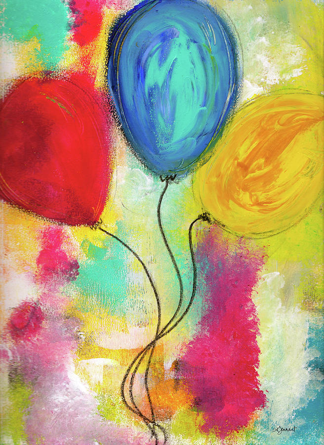 Colourful Birthday Balloons Birthday Card Art by Kathleen Tennant Mixed ...