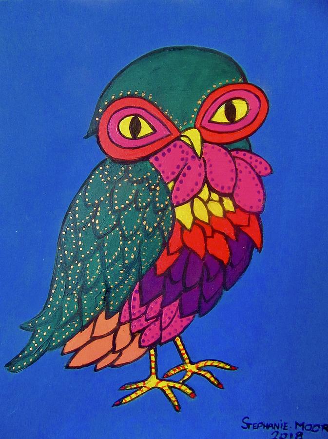 Colourful Burrowing Owl Painting by Stephanie Moore