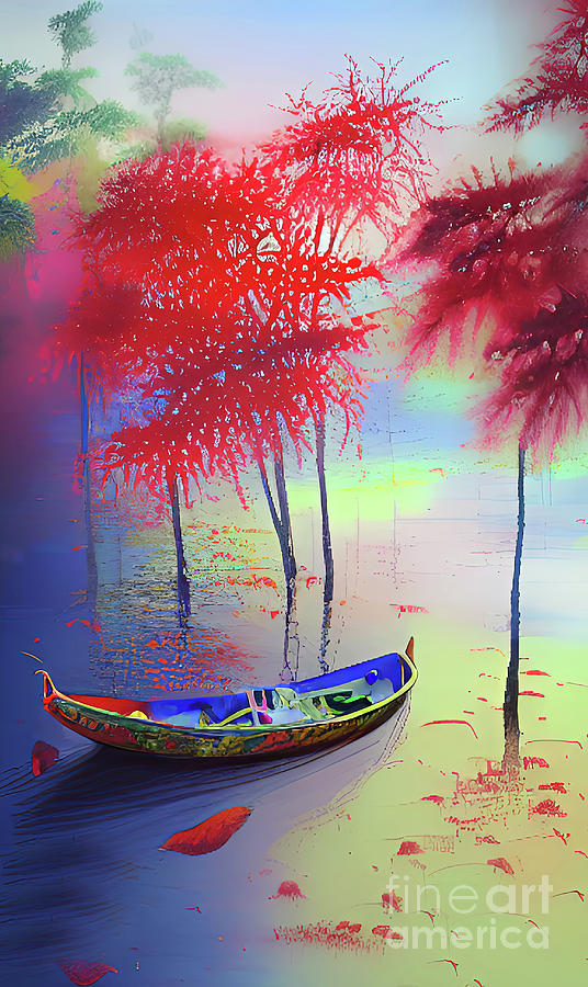 Colourful Canoe  Digital Art by Elaine Manley