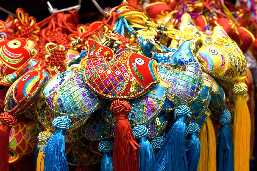 Colourful Chinese fish decorations for sale Photograph by Lyn Holly Coorg
