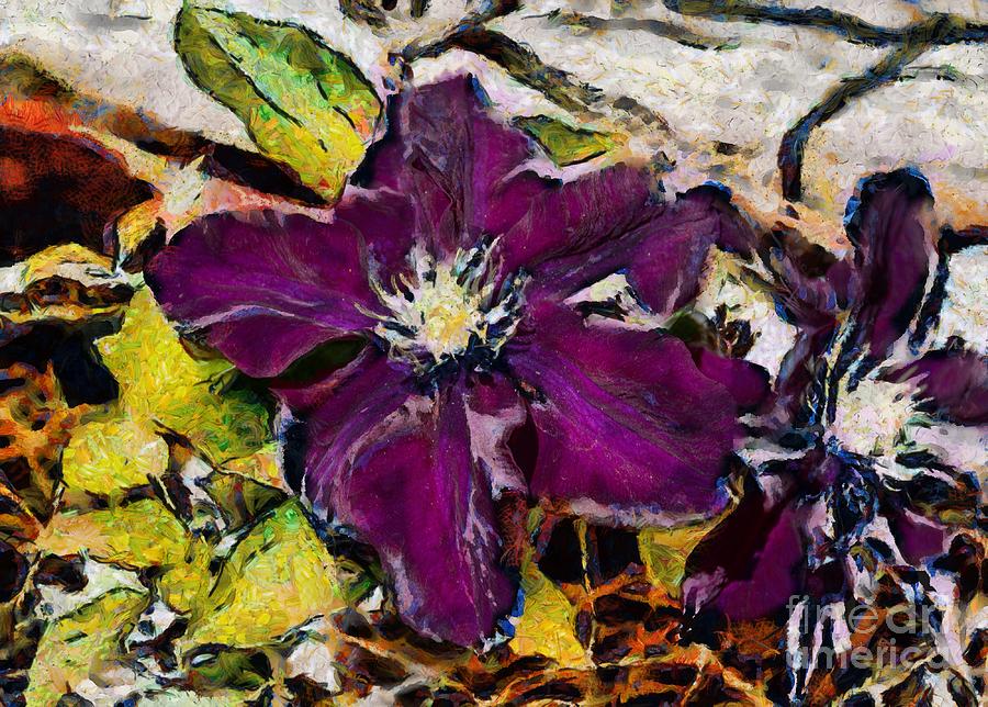 Colourful clematis #2 Digital Art by Fran Woods