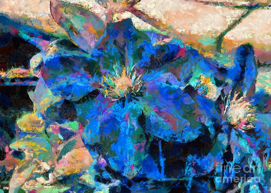 Colourful clematis Digital Art by Fran Woods
