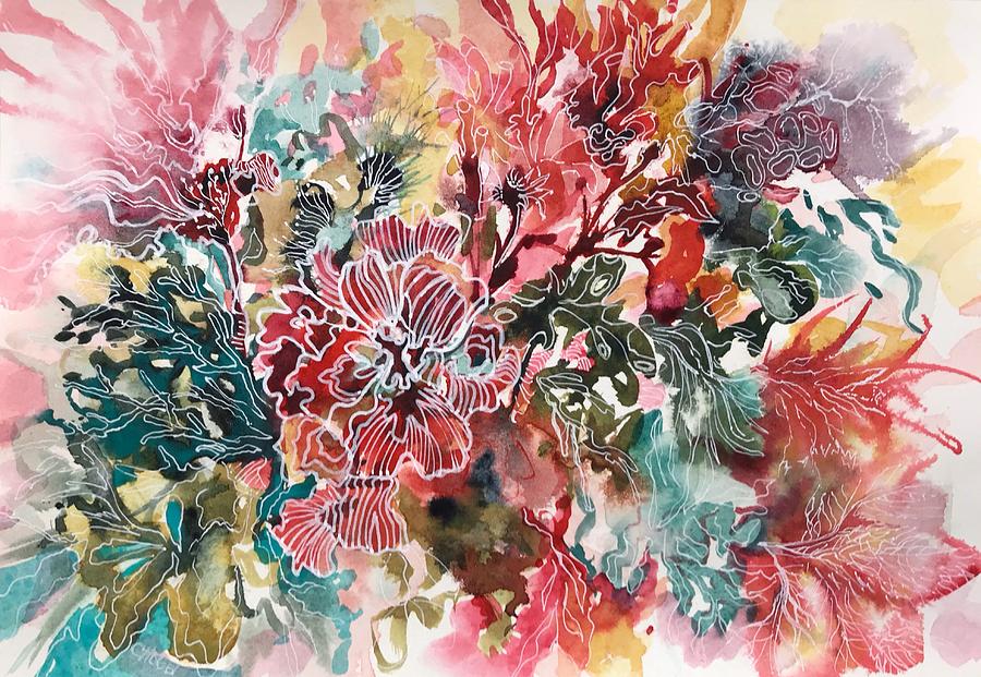 Colourful Coral  Painting by Chris Hobel