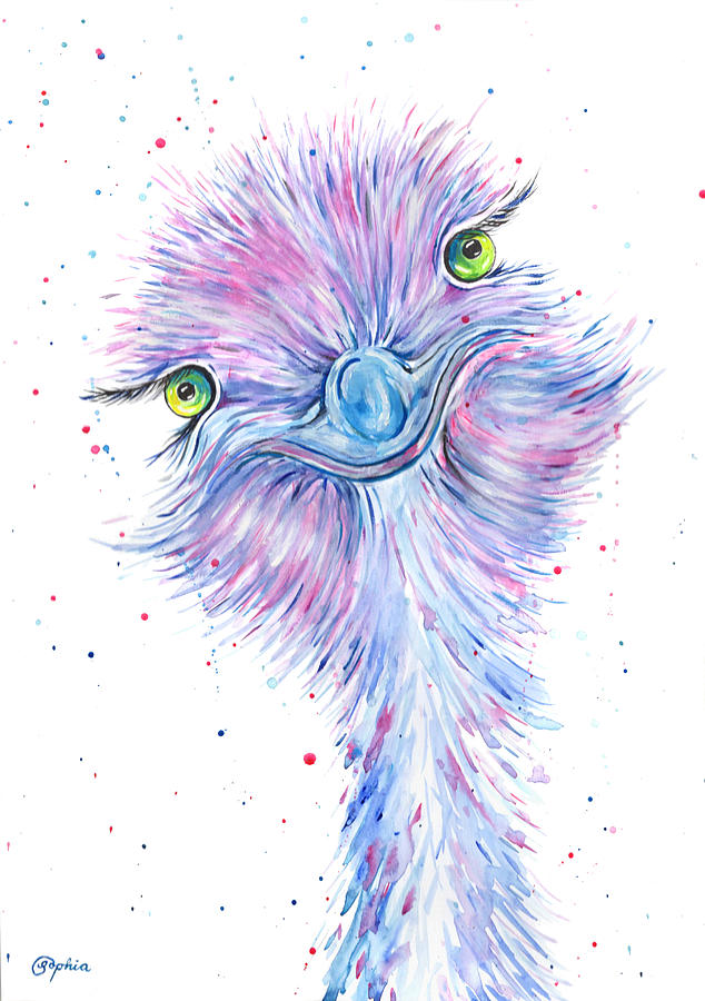 Colourful Emu Painting by Sophia Chalklen - Fine Art America