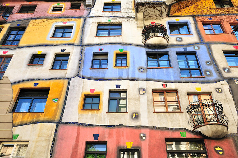 Colourful Facade of the Hundertwasser House, Hundertwasserhaus, Vienna, Austria Photograph by GorazdBertalanic