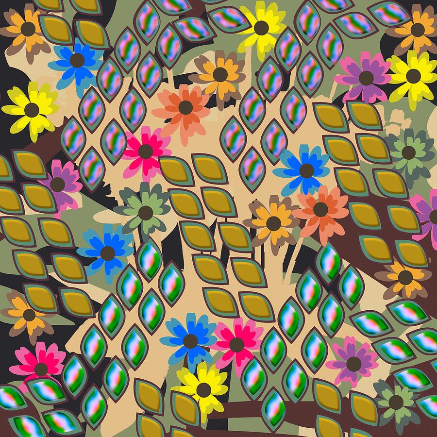 Colourful Flowers and Stones Digital Art by Wilma Barnwell Colourful Flowers and Stones Digital Art by Wilma Barnwell