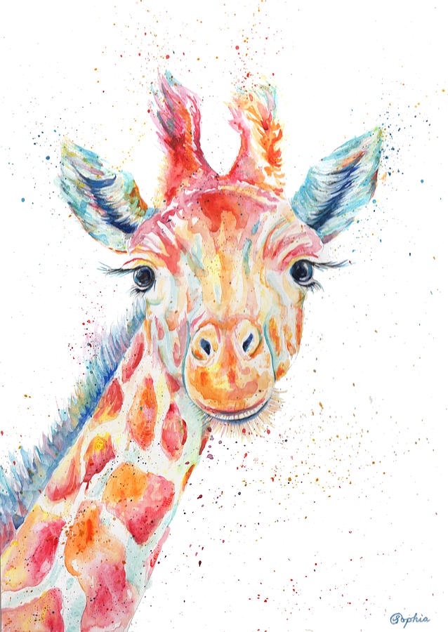 Colourful Giraffe Painting by Sophia Chalklen Fine Art America