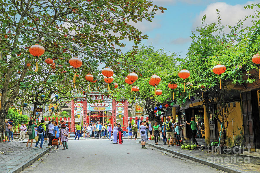 Colourful lanterns hanging in the street, Hoi An, Vietnam, Asia ...