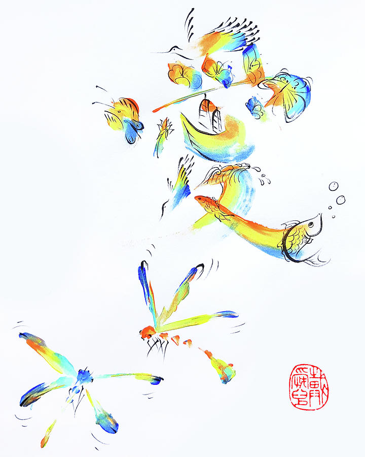 Fish Painting - Colourful Love by Oiyee At Oystudio