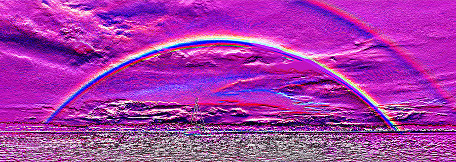  Colourful magenta panoramic abstract wall art image of a rainbo Photograph by Geoff Childs