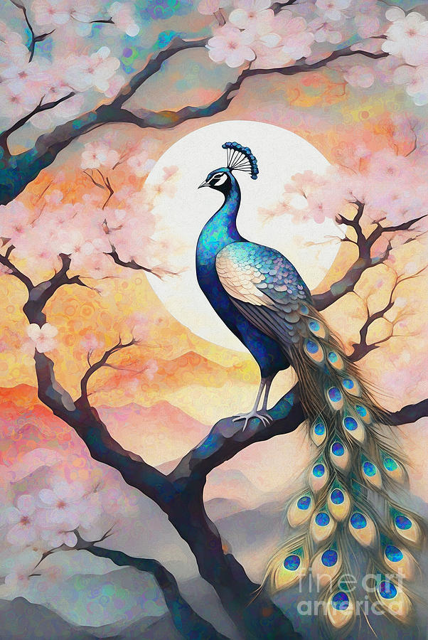 Colourful Peacock Abstract - 02734 Digital Art by Philip Preston