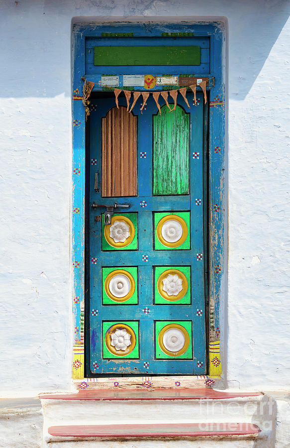 Colourful Rural Indian House Door Photograph by Tim Gainey