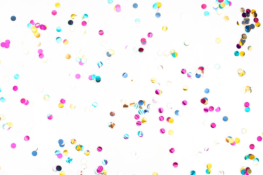 Colourful Sparlking Confetti On White Background Photograph by Kseniya Ovchinnikova