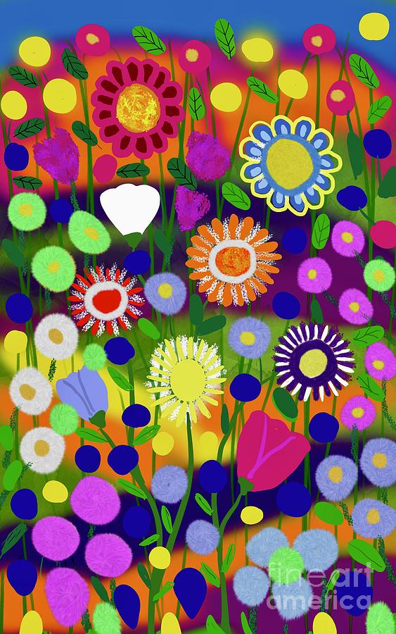 Colourful uplifting flowers  Digital Art by Elaine Hayward