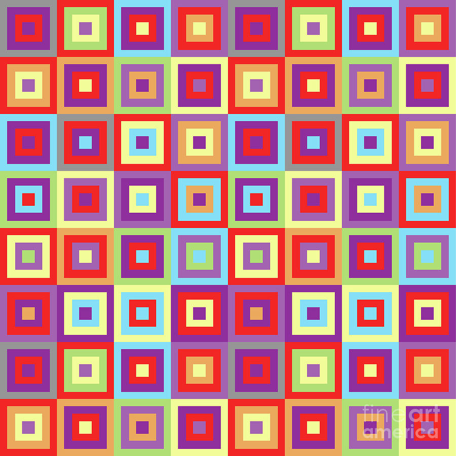 Colourful Vibrant Modern Squares Digital Art by Inspired Images - Fine ...