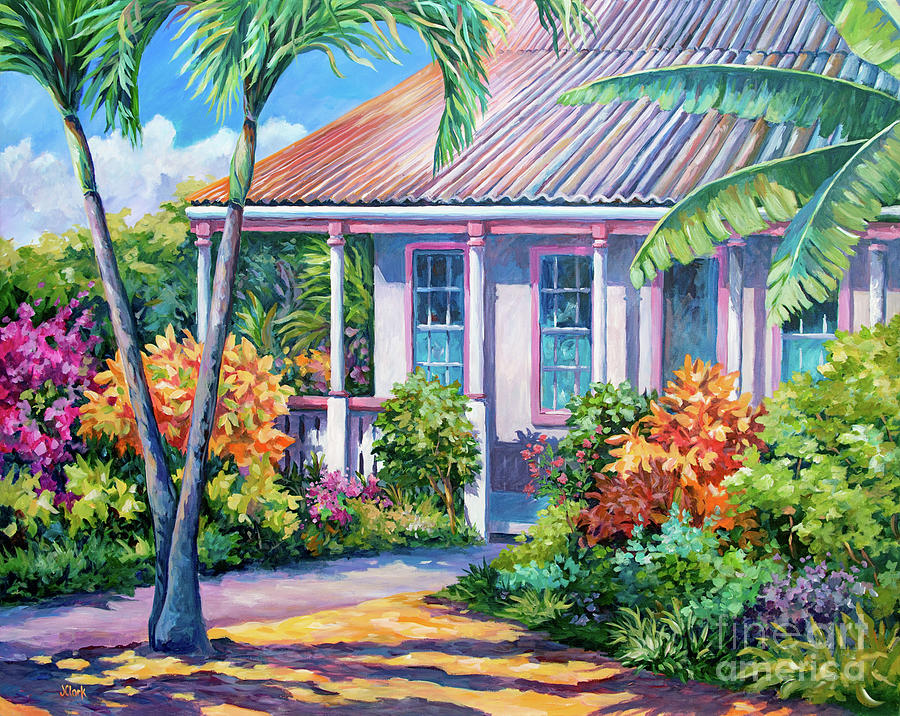 Cottage Painting - Colours in a Cayman Yard  by John Clark