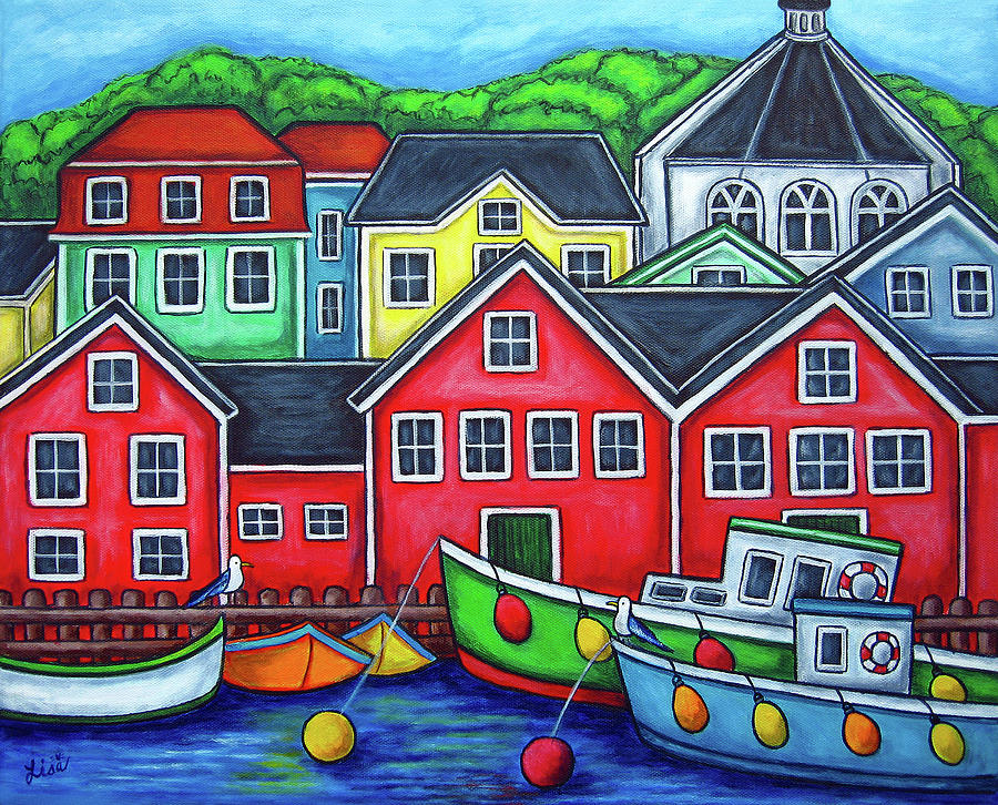 Boat Painting - Colours of Lunenburg by Lisa  Lorenz