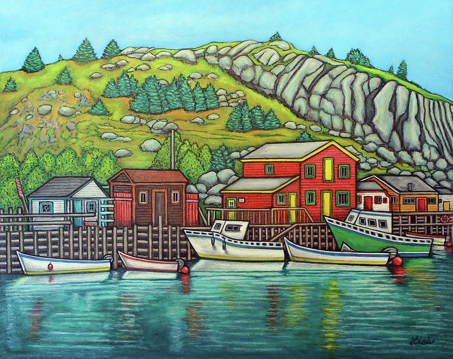Colours of Quidi Vidi, Newfoundland Painting by Lisa Lorenz