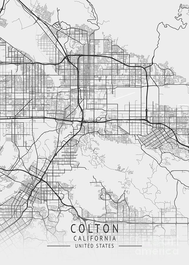 Colton California Us Gray City Map Digital Art By Tien Stencil Fine Art America 0158