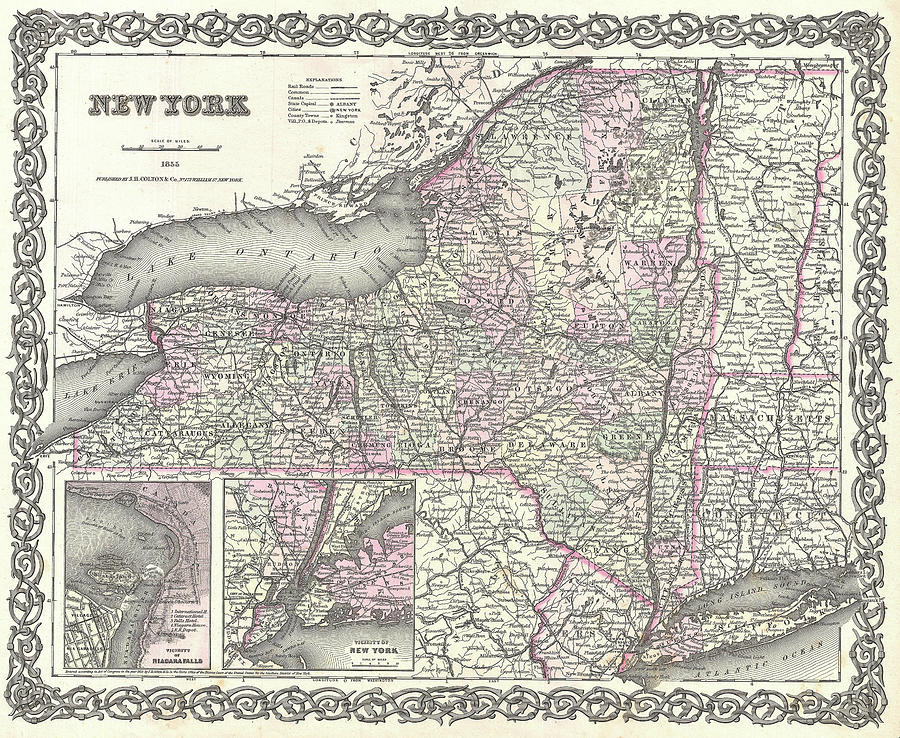 Colton Map of New York 1855 Photograph by Linda Howes - Fine Art America