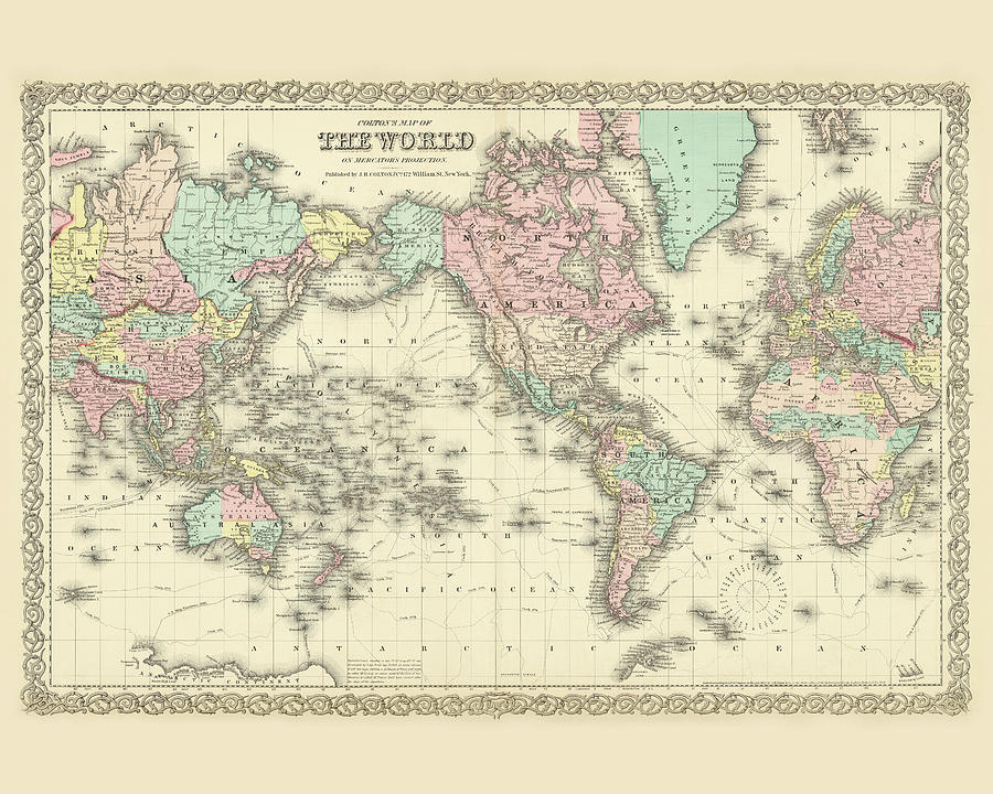 Colton Map of the World Digital Art by Timeless Gallery - Pixels