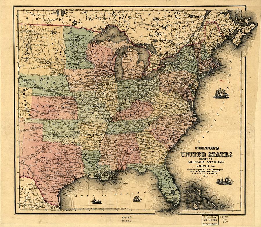 Colton's United States shewing the military stations, forts, etc ...