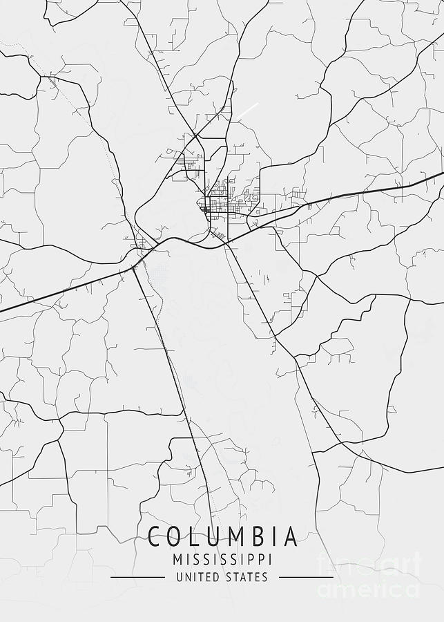 Columbia - Mississippi US Gray City Map Digital Art by Tien Stencil ...