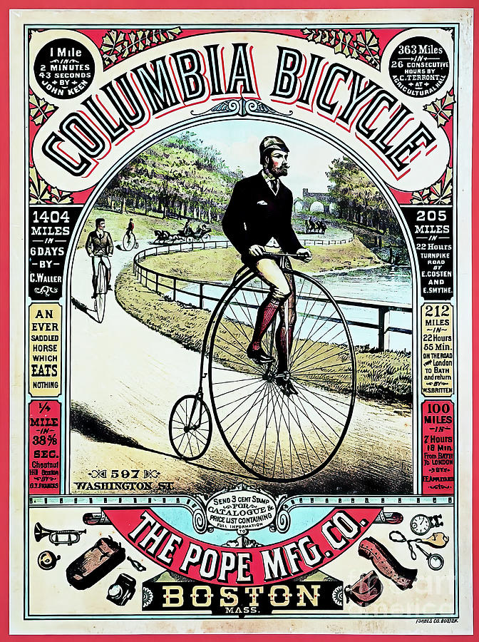 Columbia Bicycle Poster 1886 Drawing by M G Whittingham