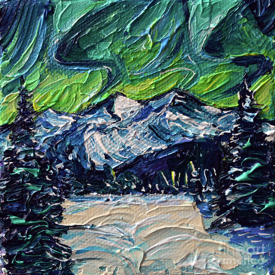 Tree Painting - Columbia Icefield Northern Lights Jasper Canada by Mona Edulesco