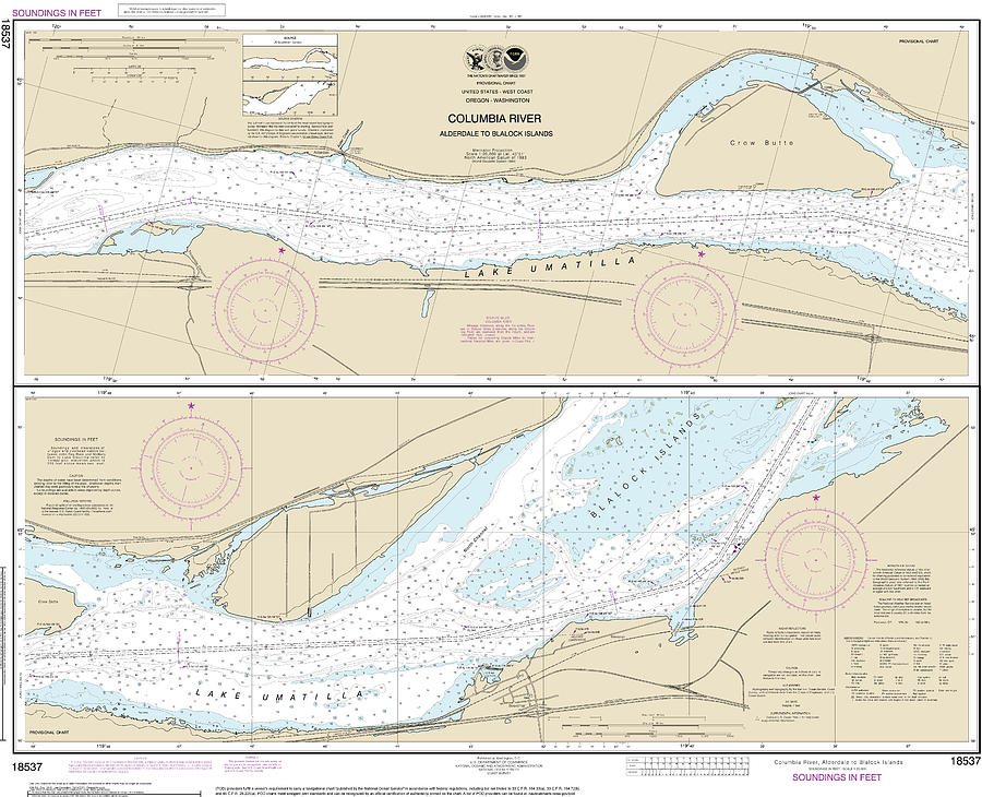 Columbia River Alderdale to Blalock Islands Nautical Chart 18537 ...