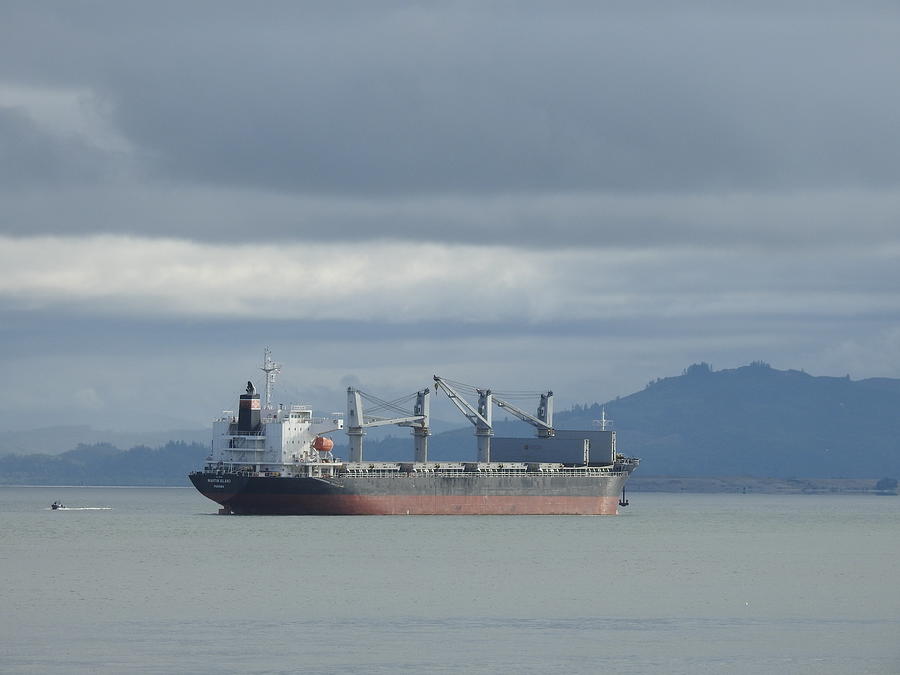 Columbia River Freighter Photograph by Barbara Ebeling