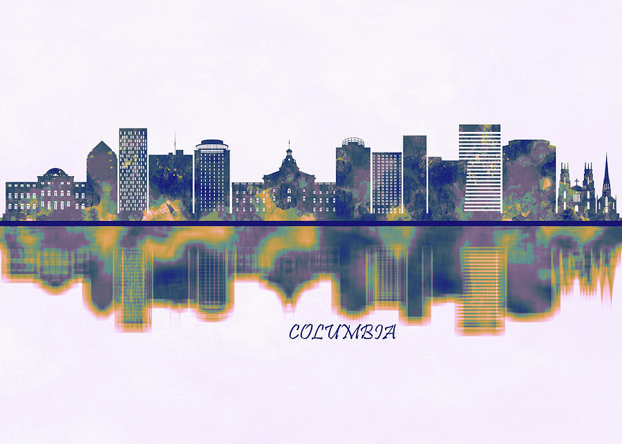 Columbia Skyline Painting by NextWay Art - Pixels