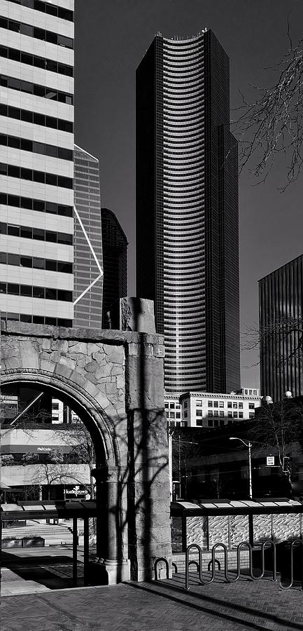Columbia Tower bw Photograph by Jerry Abbott