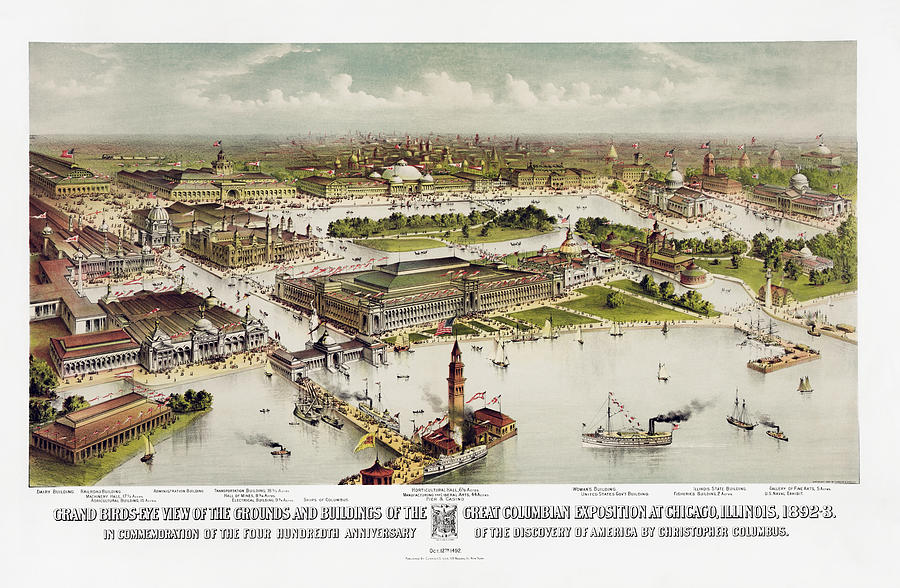 Columbian Exposition At Chicago - Grand Birds-Eye View - 1893 Painting by War Is Hell Store