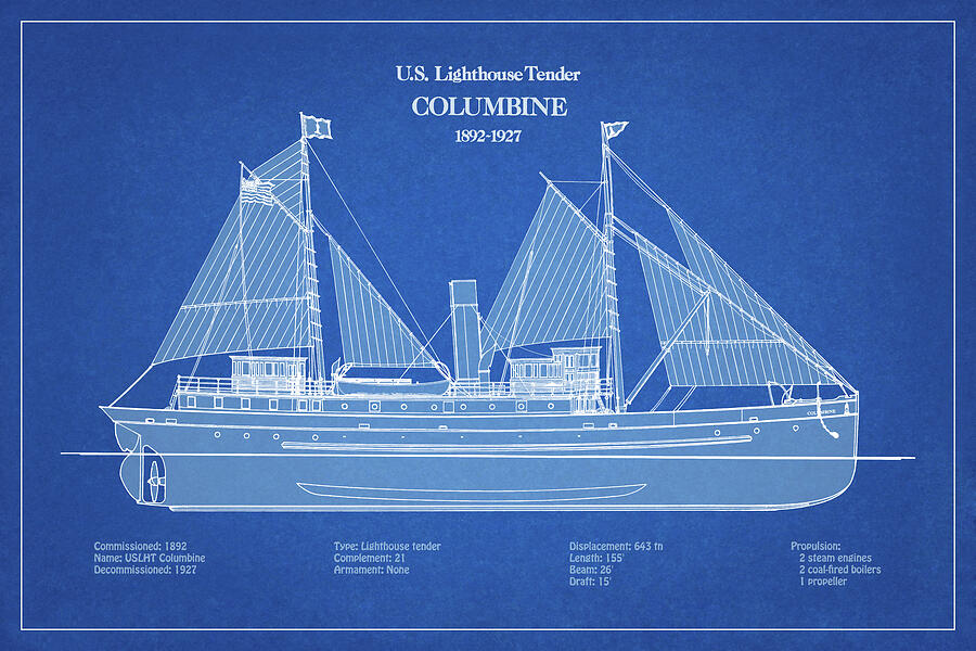 Lighthouse Digital Art - Columbine Lighthouse Tender United States Coast Guard - ABD by SP JE Art