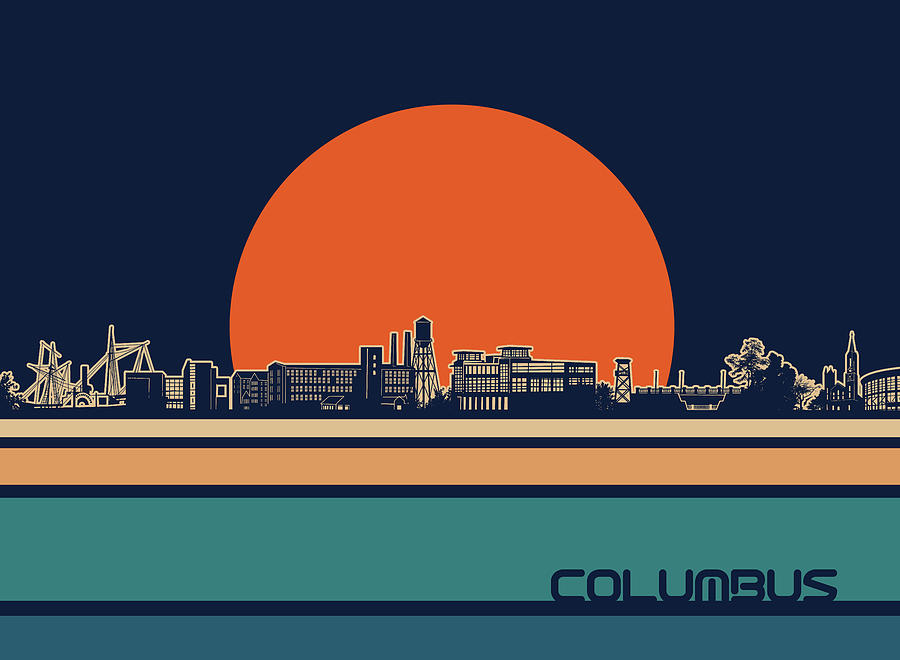 Columbus Ga Skyline Retro 3 Digital Art