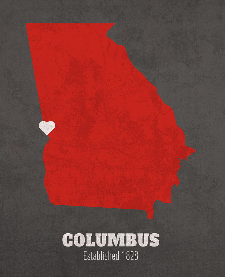 Columbus Mixed Media - Columbus Georgia City Map Founded 1828 University of Georgia Color Palette by Design Turnpike