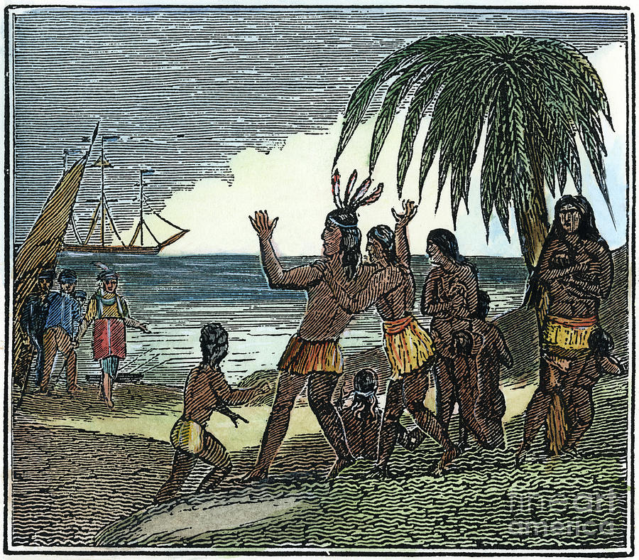 Columbus Lands In The  New World, 1492 Photograph by Granger
