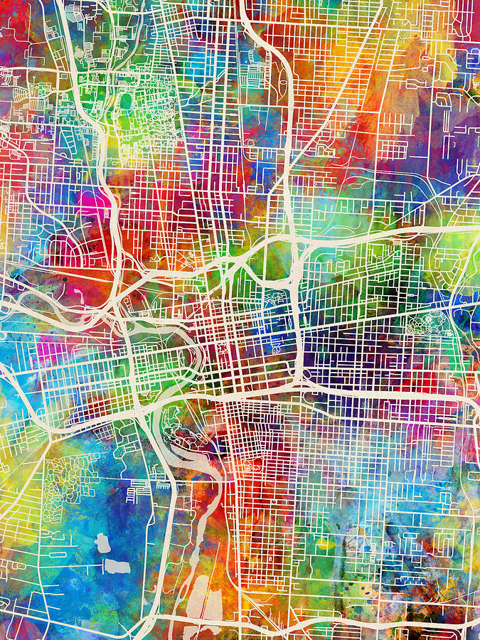 Columbus Ohio City Street Map #54 Digital Art by Michael Tompsett