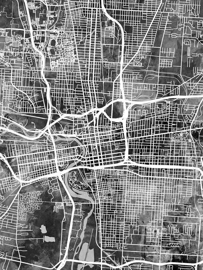 Columbus Ohio City Street Map #55 Digital Art by Michael Tompsett